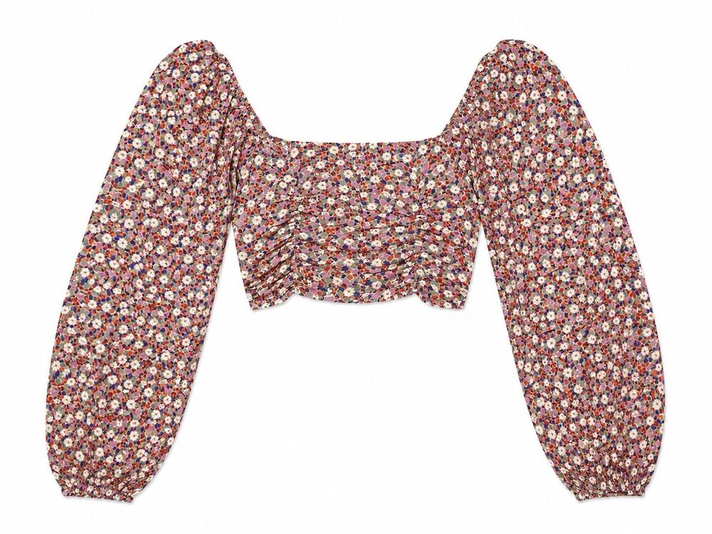Billabong x The Salty Blonde Floral Smocked Crop Top Women’s Small Boho
